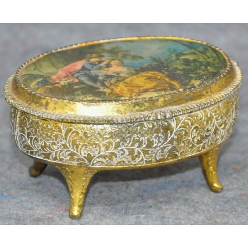 Vintage Brass ?? Trinket Box "Spring"  by Boucher Mid Century Made in Japan